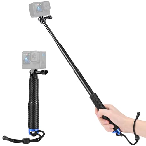 49cm Palo Selfie Sumergible para GoPro, Selfie-Stick Extensible para GoPro Hero 13/12/11/10/9, dji Osmo Action 5 Pro/4, Insta360 Ace Pro, AKASO EK7000/V50 X y Otras Cámaras de Acción