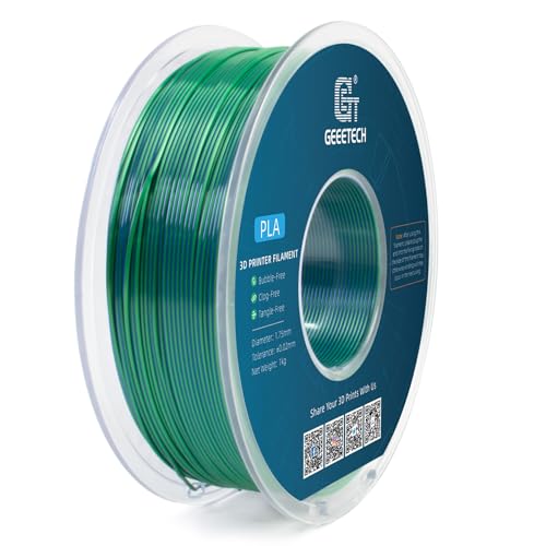 Image of Geeetech 3D Printer Silk PLA Dual Color Filament, Metal-Like Shiny Silk Filament 1.75mm 1kg (2.2lbs) Spool, Dimensional Accuracy + /- 0.02 mm, Silk Blue Green