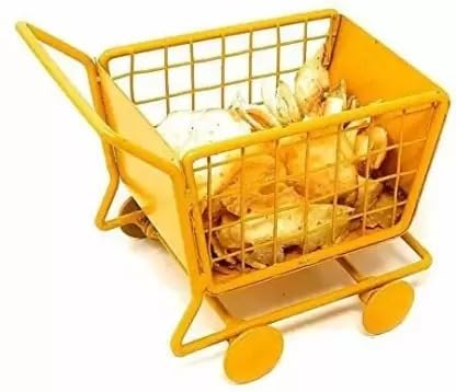 APEROL DESIGN The Vintage Art Iron Shopping Cart Shape Platter Trolley for Kitchen/Dinning Table Serving Platter Tray (Pack of 2)