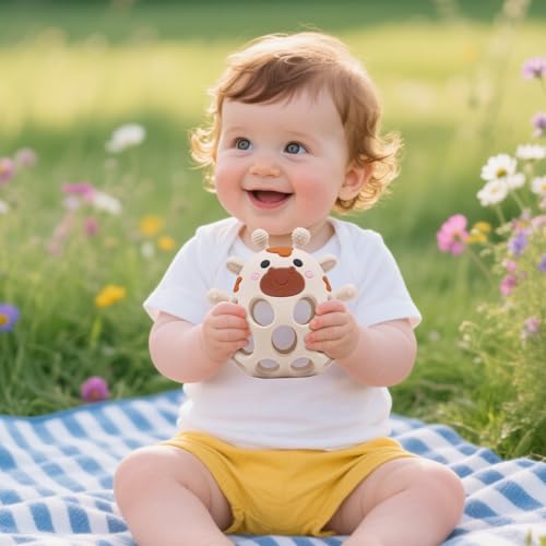 Image of Baby High Chair Toys Teething Chew - Baby Table Toys, High Chair Suction Toy Teething Toys Silicone Teethers, Food Grade Silicon for 6 12 18 Months White