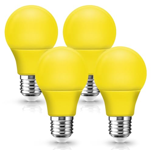 4 Pack A15 E26 Base LED 5W(40W Equivalent) Yellow Bug Light Bulbs Outdoor