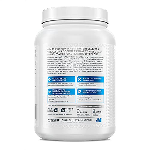 Grass Fed Whey Protein | MuscleTech Grass Fed Whey Protein Powder | Protein Powder for Muscle Gain | Growth Hormone Free, Non-GMO, Gluten Free | 20g Protein + 4.3g BCAA | Deluxe Vanilla, 1.8 lbs - Image 8