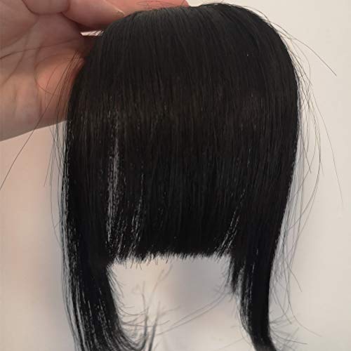 Clip in Bangs Real Human Hair Thick Neat Bangs Natural Remy Bangs Soft Fringe Hair Extensions For Women/Girls,Jet Black Color