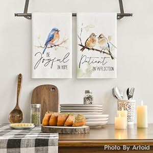 Artoid mode floral leaves branch bird kitchen towels dish towels 18×26 inch seasonal summer decoration hand towels set of 4  urban country home decor