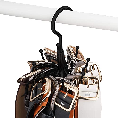 Zedodier Belt Hanger, 2 Pack Belt Rack Closet Accessories Organizer, Maximum 24 Storage Capacity, Hanging Holder Storage Hook For Belt, Bra, Tank Top, Tie, Scarf, Purse, Black #TOP2