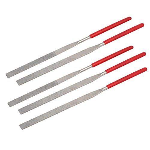 Aexit 6mm Width hand operated tools 1.6mm Thickness 140mm Total Length Flat Shape Diamond File 5pcs Model:34as101qo522