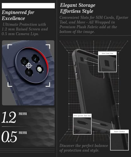 Image of WOW IMAGINE Back Cover for Realme 13 Plus 5G | Realme P1 Speed 5G with Hexa Cube Design | Soft Rubberised Case | Inner Velvet Fabric | Matte Silicone Flexible Mobile Case | Camera Protection - Blue