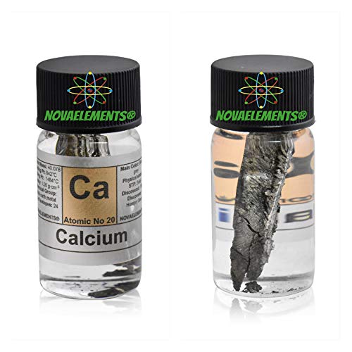 Calcium Metal Elemento 20 Ca, peito 1 gramas, 99,9% em frasco de vidro com etiqueta