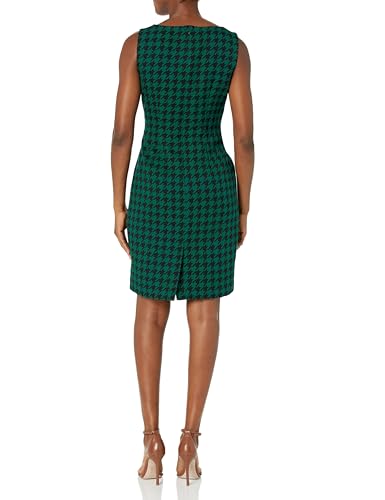 Women's 3 Button Peter Pan Collar Houndstooth Jacket/Sheath Dress Suit4