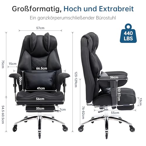 Asukale Plus Ergonomischer Chefsessel Bürostuhl 200kg, Hohe Rückenlehne – Ansicht 2