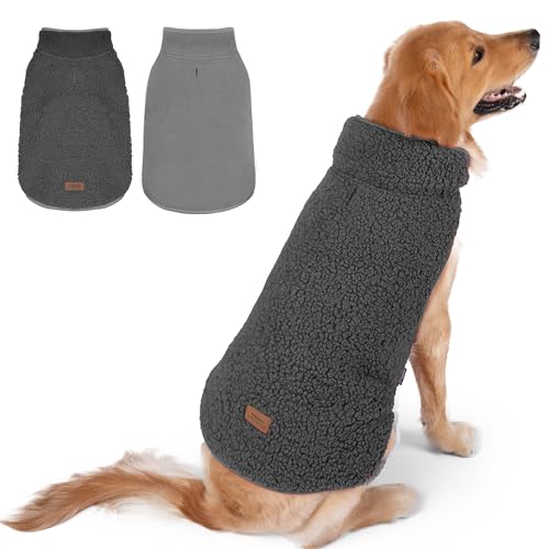 Image of cyeollo Warm Dog Coat Reversible Dog Jackets for Large Dogs, Dark Gray, 3XL