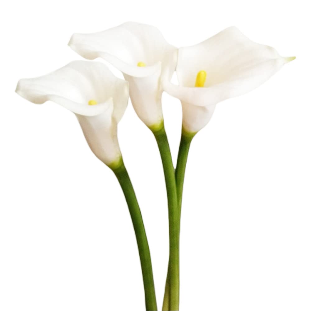 3Pcs Artificial Calla Lily Flowers,25~27''Long Stem Calla Lilies Artificial Flower, Fake Latex Flowers for DIY Wedding Bouquet Party Home Decor(White)
