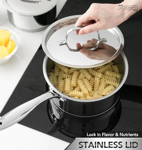 MICHELANGELO-Stainless-Steel-Saucepan-Set-with-Stainless-Lids-Tri-Ply-Bottom-Sauce-Pan-with-Lid-Sauce-Pot-Set-1QT-2QT-3QT-Nonstick-Saucepan-Dishwasher-Safe
