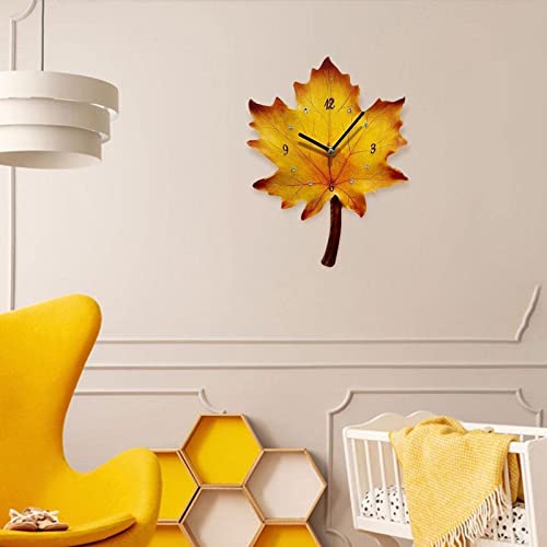 Jcjnsl Maple Leaf Wall Clock European Style Art Clock Battery Powered Silent Wall Clock For Bedroom Hotel Bar Bathroom Living Room Decor #TOP2