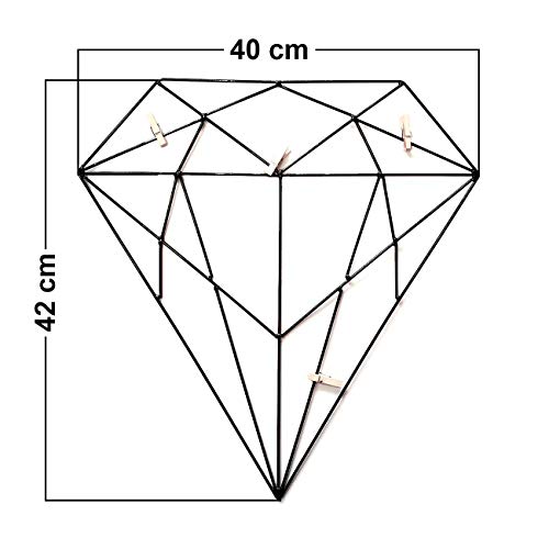 Image of Art Street Diamond Shape DIY Metal Photo grid wall for photo hanging, wall decoration and display (size- 42 x 40 cm) -Photo clips included