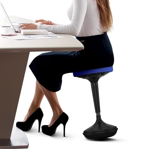 Image of Uncaged Ergonomics Wobble Stool - Height Adjustable (23-33 inch) Ergonomic Standing Desk Chair, Flexible Seating for Office, Classroom, and Active Sitting - Blue