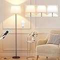 Raexpectis ?Upgraded Floor Lamps for Living Room, Modern Floor Lamp with Remote Control, Dimmable Colors Temperature Standing Lamp Foot Switch, 9W Bulb Tall Lamps for Bedroom Office Kid Room - Brown