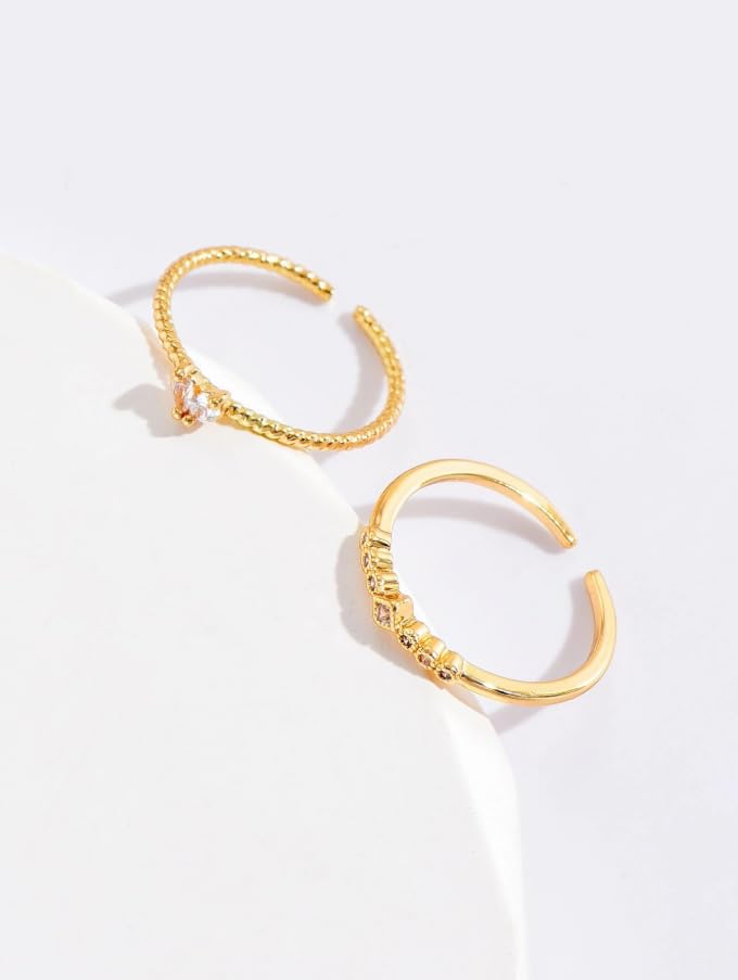 Dainty Stackable Rings for Women,Thin Ring Set with Cubic Zirconia,Promise Wedding Band Engagement Ring,Adjustable size2