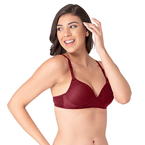 Image of Komli - Heavily Padded Push-Up Bra - Cotton Rich - Balconette - 3 /4th Coverage, Seamless, Wireless, Multiway Straps - T-Shirt Bra