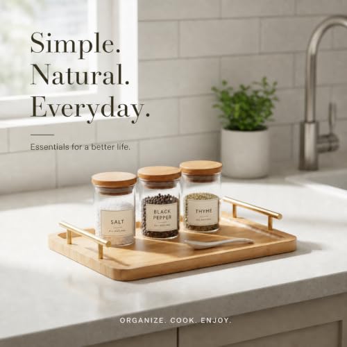 Bathroom Tray with Gold Handle for Countertop Organizer,Bamboo 11.8"X 7.8" - image 3