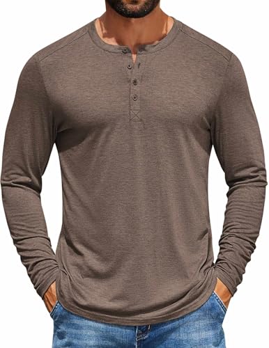 COOFANDY Men's Henley Shirts Long Sleeve T-Shirt Lightweight Fashion Casual Pullover Tee Shirt