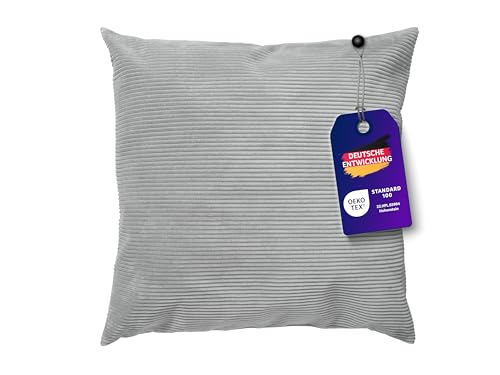 Traumnacht XXL Sofakissen 90x90 cm mit Cord Bezug + 2X Dekokissen 45x45 cm geschenkt, Öko-Tex Zertifiziert, produziert nach deutschem Qualitätsstandard