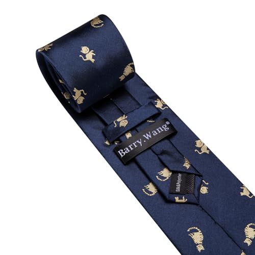 Image of Barry.Wang Man Tie Sets Skull Ties Animal Extra Long Necktie Silk Woven Handkerchief Cufflinks Festival Party Gift