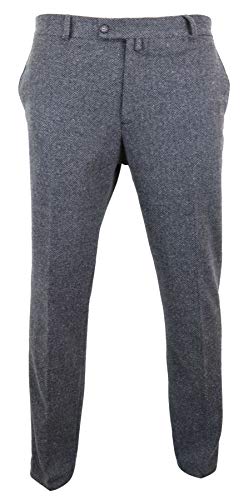 Mens grey charcoal tweed trousers herringbone wool vintage retro …