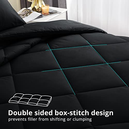 Hevumyi Queen Comforter Set, 8 Pieces All Season Bed In A Bag For Bedroom, Hypoallergenic Bedding Sets Queen With Black Comforter, Flat Sheet, Fitted Sheet, Bed Skirt, Pillowcases & Pillow Shams #TOP2