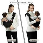Baby Sling Carrier, Toddler Carrier Sling with Double Safety Buckle and Adjustable Shoulder Strap, Baby Carrier One Size Fits All, Black - Image 2