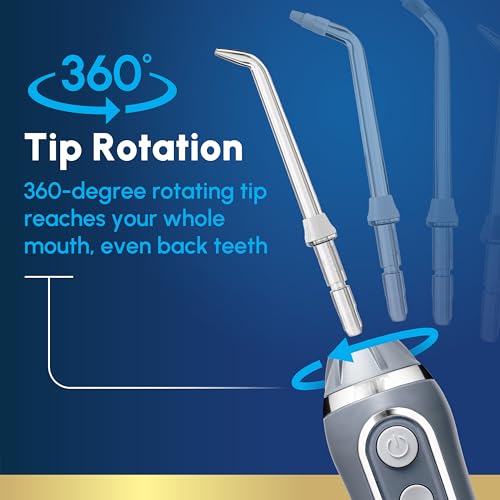 waterpik cordless advanced 20 water flosser for teeth gums braces dental care with travel bag and 4 tips ada accepted rechargeable portable and waterproof gray wp-587 packaging may vary