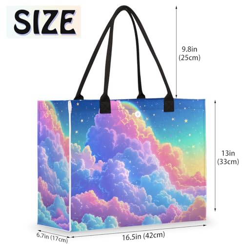 Colored Cloud Sun Tote Bag for Women Large Beach Bag Reusable Tote Bags for Work Travel Beach Shopping2