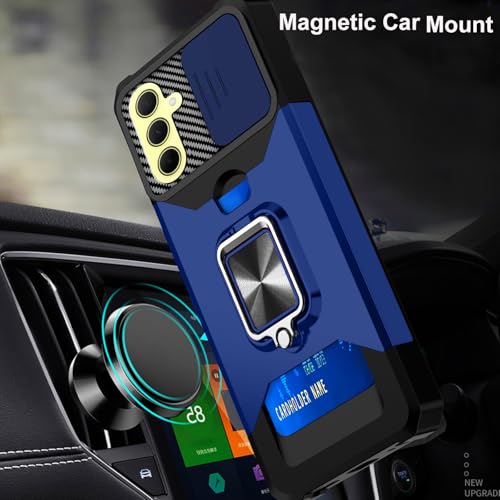 KZIOACSH Case for Samsung Galaxy A36 5G, Sliding Camera Cover Heavy Duty Protective Case Card Holder Metal Ring Kickstand Anti-Scratch Hybrid Rugged Bumper Cover with 2 Tempered Glass,Blue by KZIOACSH - Image 9