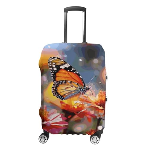 Bloom Flower And Butterfly Printed Luggage Cover Protector, Fits 18-32 Inch Luggage