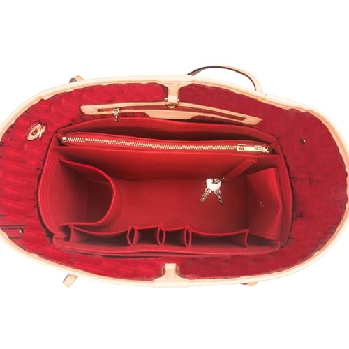 Organizer for Neverfull PM, MM, GM, Felt Bag Insert, 31 Colors (MM, Red)