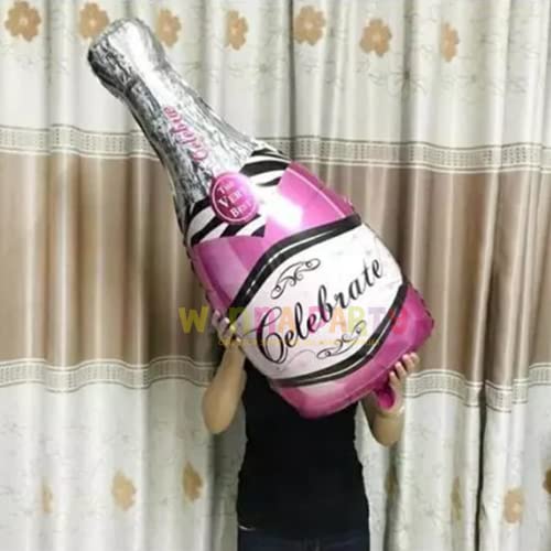 Image of Wanna Party Celebrate Bachelorette Party Balloons, Champagne Bottle Foil Balloon For Bachelorette, Cocktail, House Party Decoration, Pack of 5