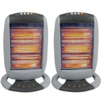 Halogen Heater Set of 2, 400-1200W, Tip-Over Protection