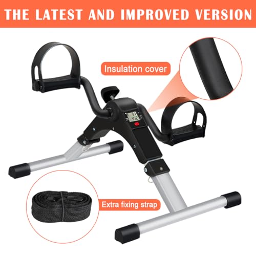 WEONE STORE Pedal Exerciser, Under Desk Bike Stationary Pedal Exerciser for Arm and Leg Workout, Portable Folding Sitting Desk Cycle,Black - Image 3