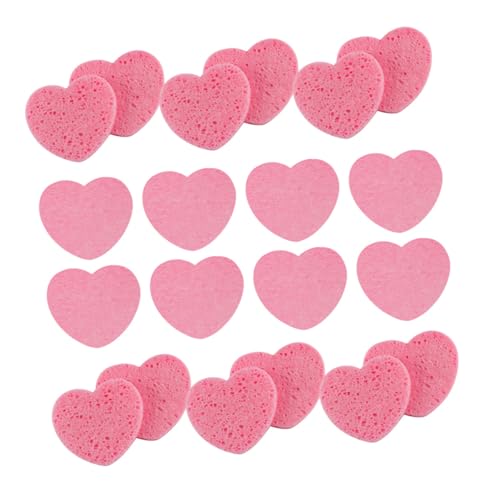 Healeved Lot De 20 Éponges Faciales Exfoliantes De Cœur 63x63x8 Mm Rose, Éponge Nettoyante Douce En Pulpe De Bois Pour Visage, Soins Quotidiens Et Nettoyage Profond