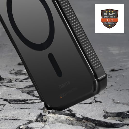 Hama Coque de Protection Extreme Protect pour iPhone 17 Air et MagSafe (D3O Bumper, Antichoc, Anti-Chute, incassable, Coque magnétique pour Charge inductive, dégradé de Couleur) Noir