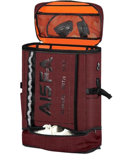 [AISFA] リュック メンズ 大容量 防災リュックサック スクエア 山登バックパック 30L防水 15.6インチ PC ビジネス ラップトップバック USB充電ポート付き アウトドア山登 旅行 通学 出張 丈夫 防水 鞄軽量 避難 PCバック高校生 (レモンレッド)（Amazon）