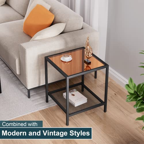 Saygoer Glass Side Table And Brown Round Glass Coffee Table #TOP4
