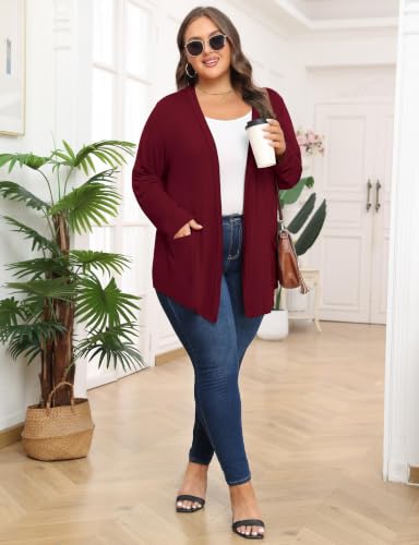 Image of Plus Size Lightweight Cardigan for Women Soft with Pockets 1X-5X