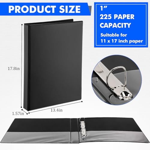 Sinload 3 fichários de 28 x 43 cm com 3 argolas de 2,5 cm com bolsos para apresentação e capa transp