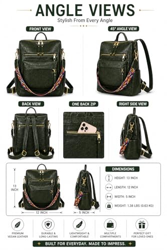 Image of Leather Backpack for Women | Large Capacity | College and Office use | PU Leather | shoulder bag for Ladies,
