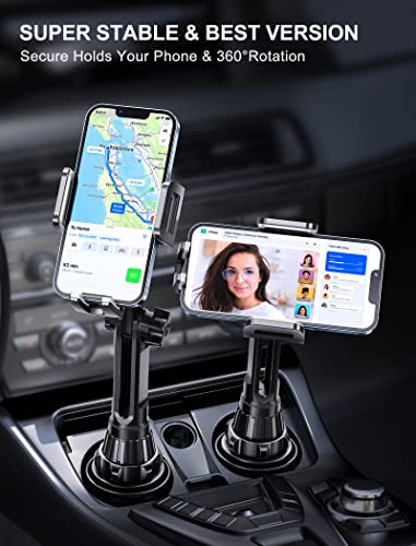 Image of TOPGO Car-Cup-Holder-Smartphone-Mount Adjustable Long Pole Automobile Cup Holder Smart Phone Cradle Car Mount for iPhone 11 Pro /XR /XS Max /X /8 /7 Plus /6s /Samsung S10 /Note 9 /S8 Plus /S7 Edge-Grey