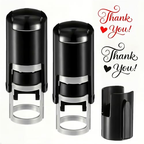 Personalized Mini 2 Pack Thank You Stamp Personalized Custom Return Stamps for Classroom Party Customized Rubber Stamps for Business Teacher (T-Thank You)