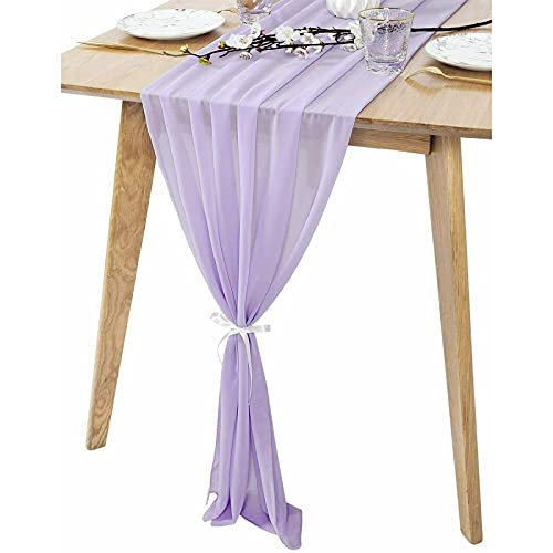 BELUAPI Lot de 2 chemins de table en mousseline de soie de 3 m - Décoration de mariage romantique - Décoration de table de mariage pour fête prénatale Cover