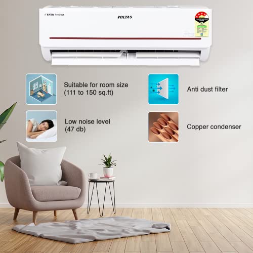 Image of Voltas 1 Ton, 4 Star, Inverter Split AC(Copper, 4-in-1 Adjustable Mode, Anti-dust Filter, 2023 Model, 125V DAZP, White)