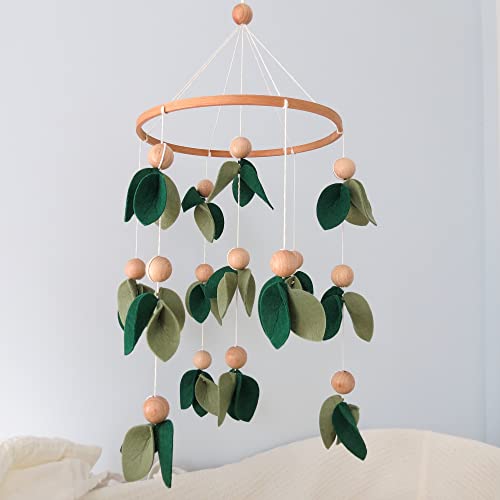 Forest Baby Mobile Green Leaf Mobile For Crib Mobile With Wooden Bead #TOP2